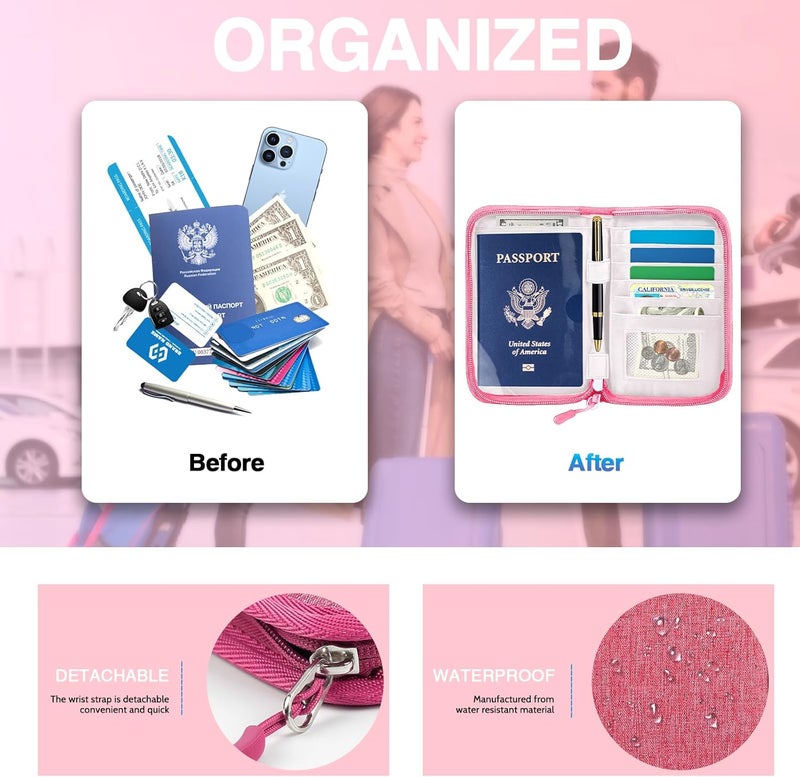 TOPBAG Passport Holder for Travel, Women Rfid Blocking Passport Wallet, Travel Essentials Premium Wallets, Waterproof Passport Holders Bag for Men Traveling, Travel Document Organizer Credit Cards Case - Image 5